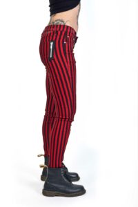 banned stripe skinny jeans red black sida