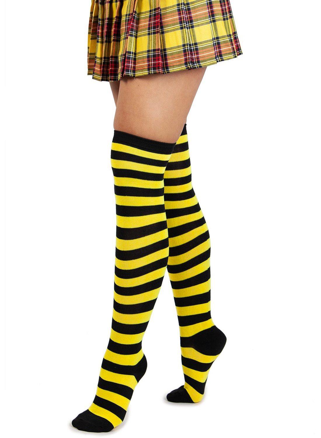 Yellow And Black Striped Welly Socks