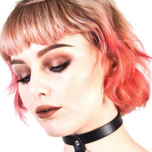 1 Row Small Ring Leather Choker