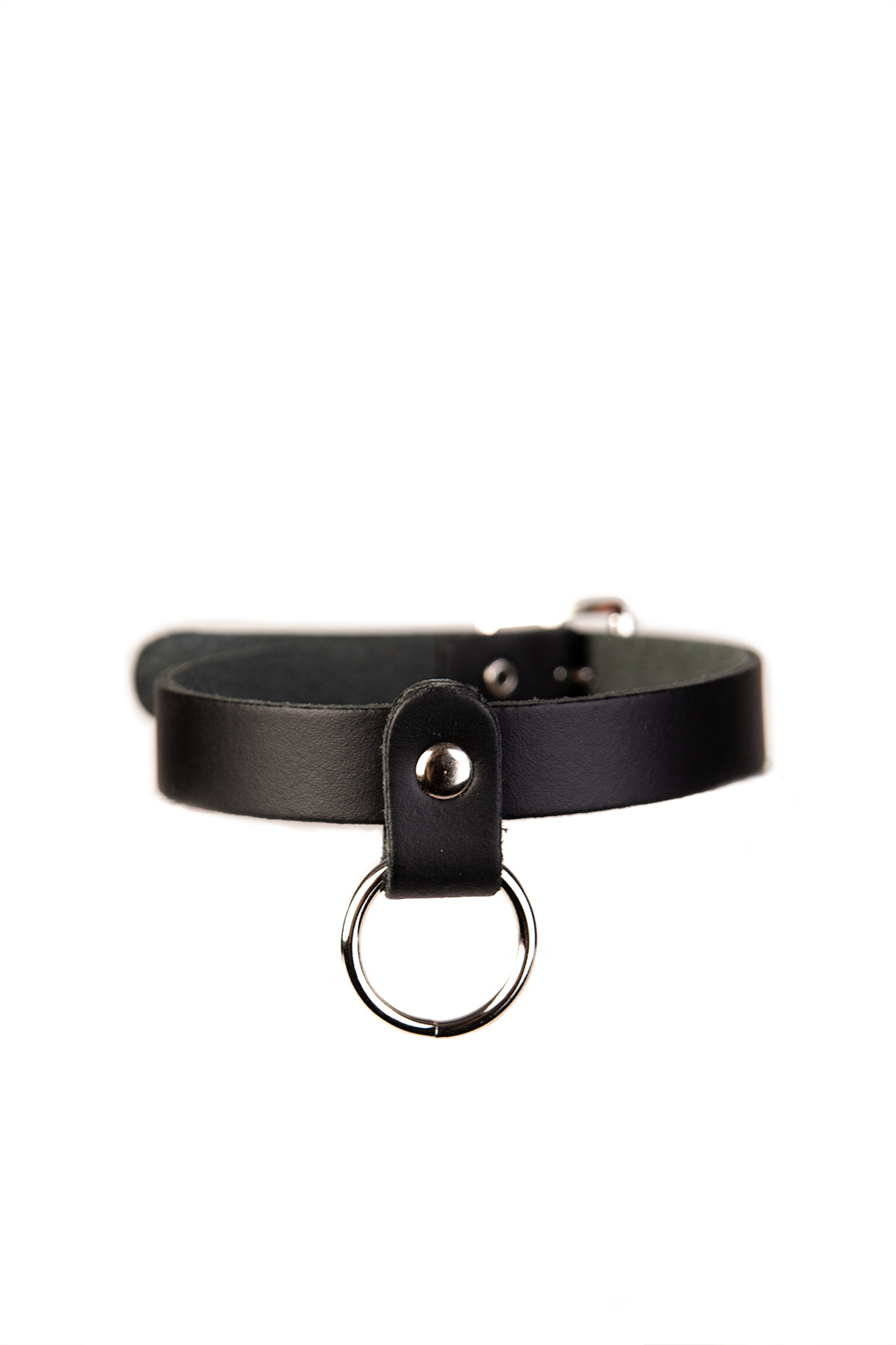 1 Row Small Ring Leather Choker
