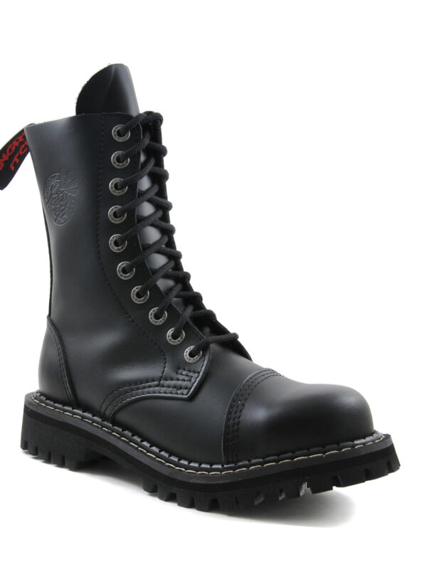 Angry Itch 10 Eye Steel Toe Boots Leather Black
