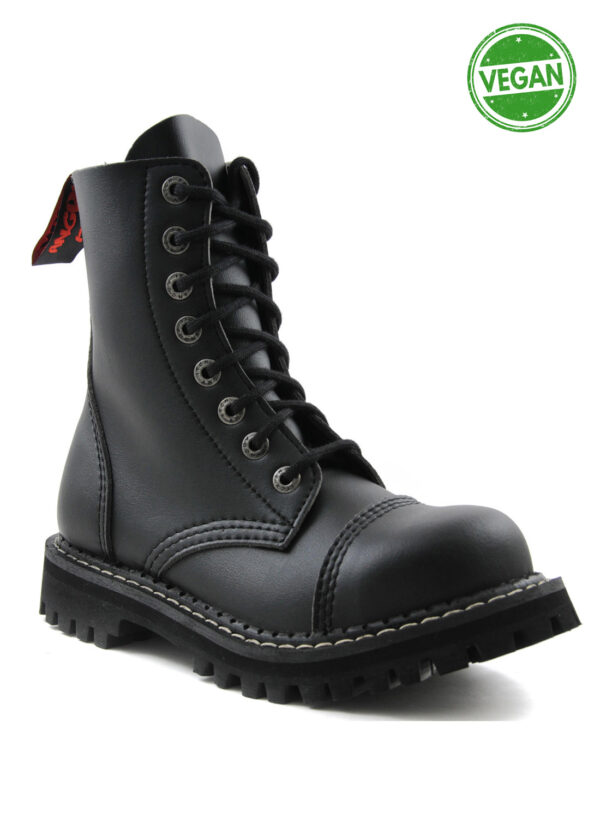 Angry Itch 8 Eye Steel Toe Boots Vegan Leather