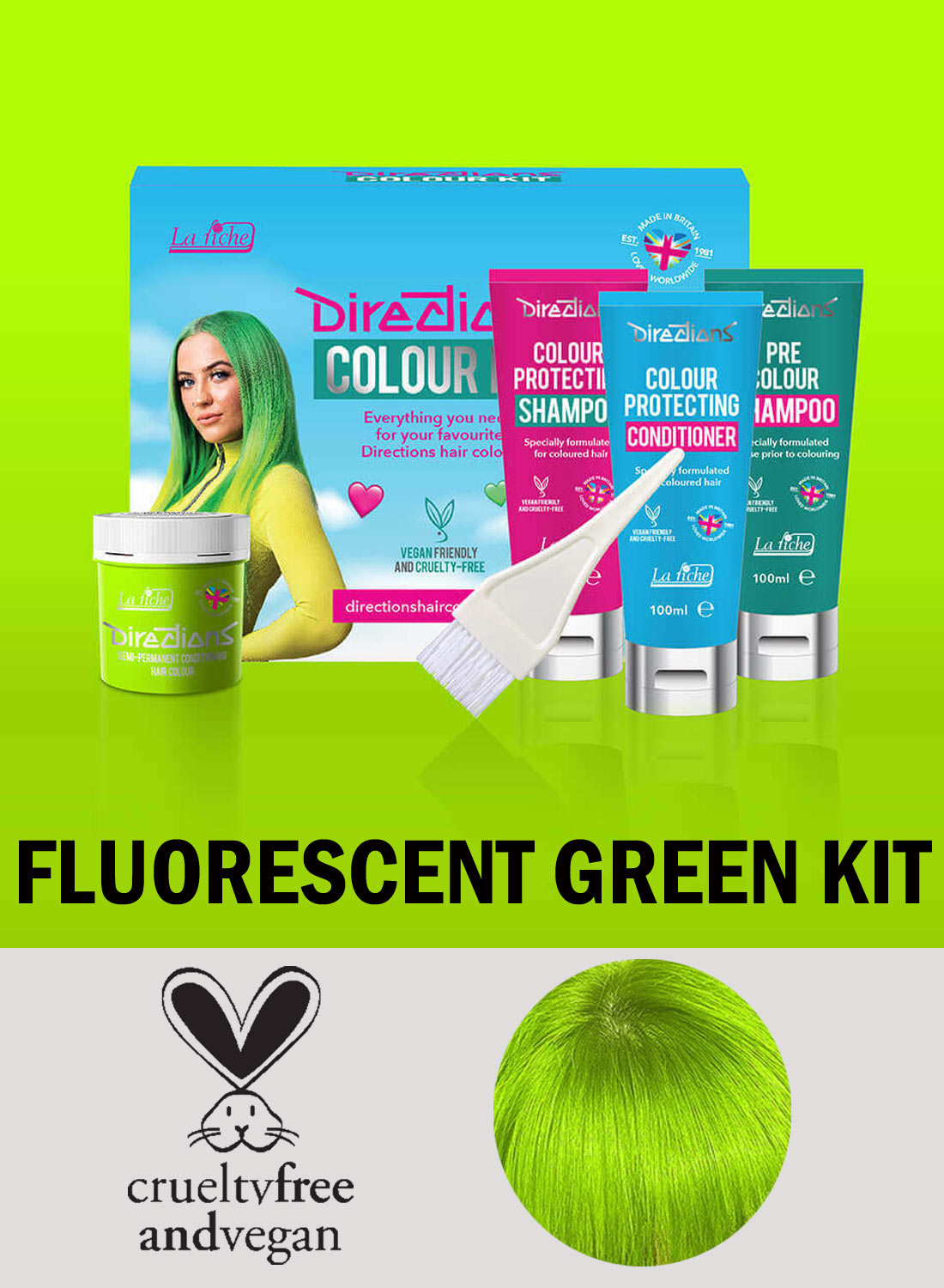Directions Hair Colour Fluorescent Green kit