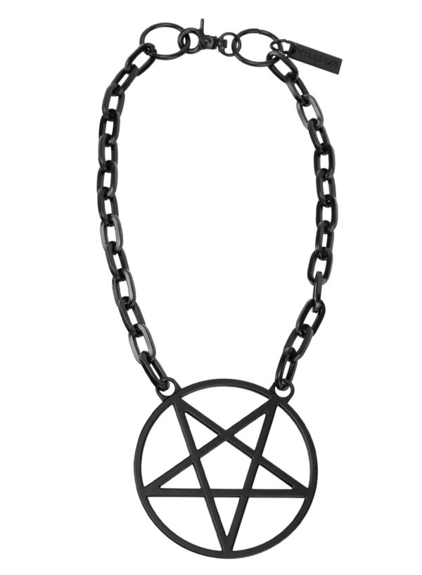 Svart hextasy, chain choker från Killstar. Svart pentagram design på en svart kedja med en förlängare för att justera storleken.