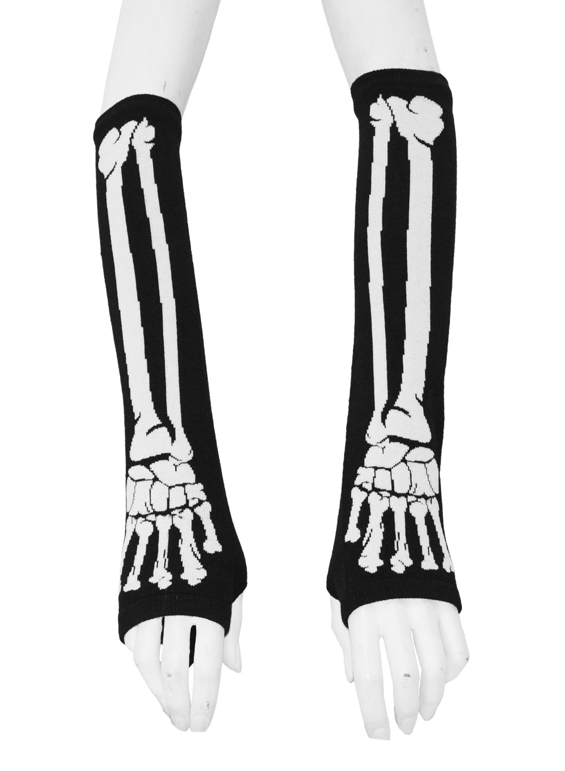 BGS Fingerless Gloves Long Black/White