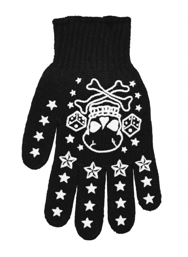 Skulls And Stars Knit Gloves