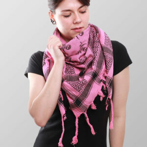 Keffiyeh With Skulls Pink-Black