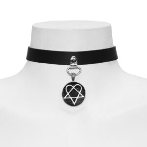 Black Heartagram Leather Choker
