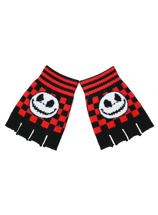 Fingerless Gloves Checkered Jack Black&Red