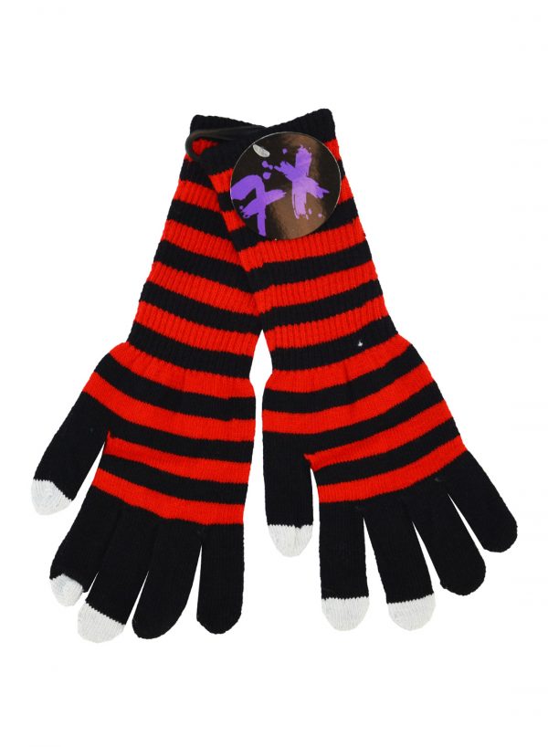 Double Long Black & Red Gloves