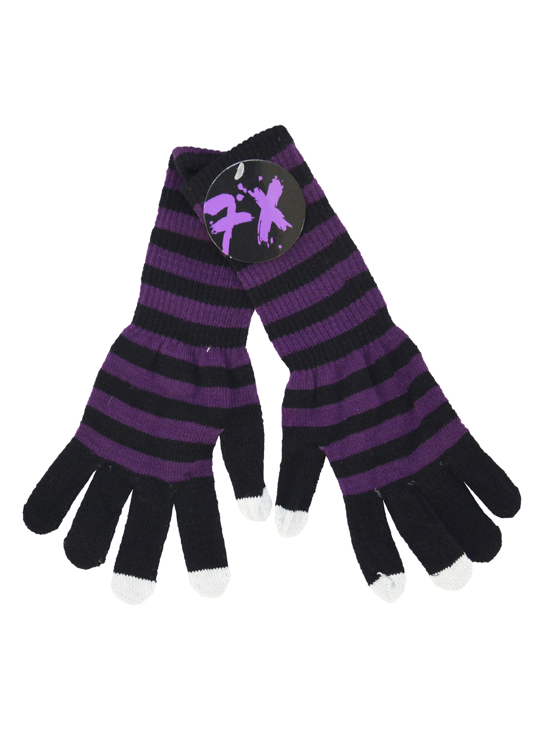 Double Long Black & Purple Gloves