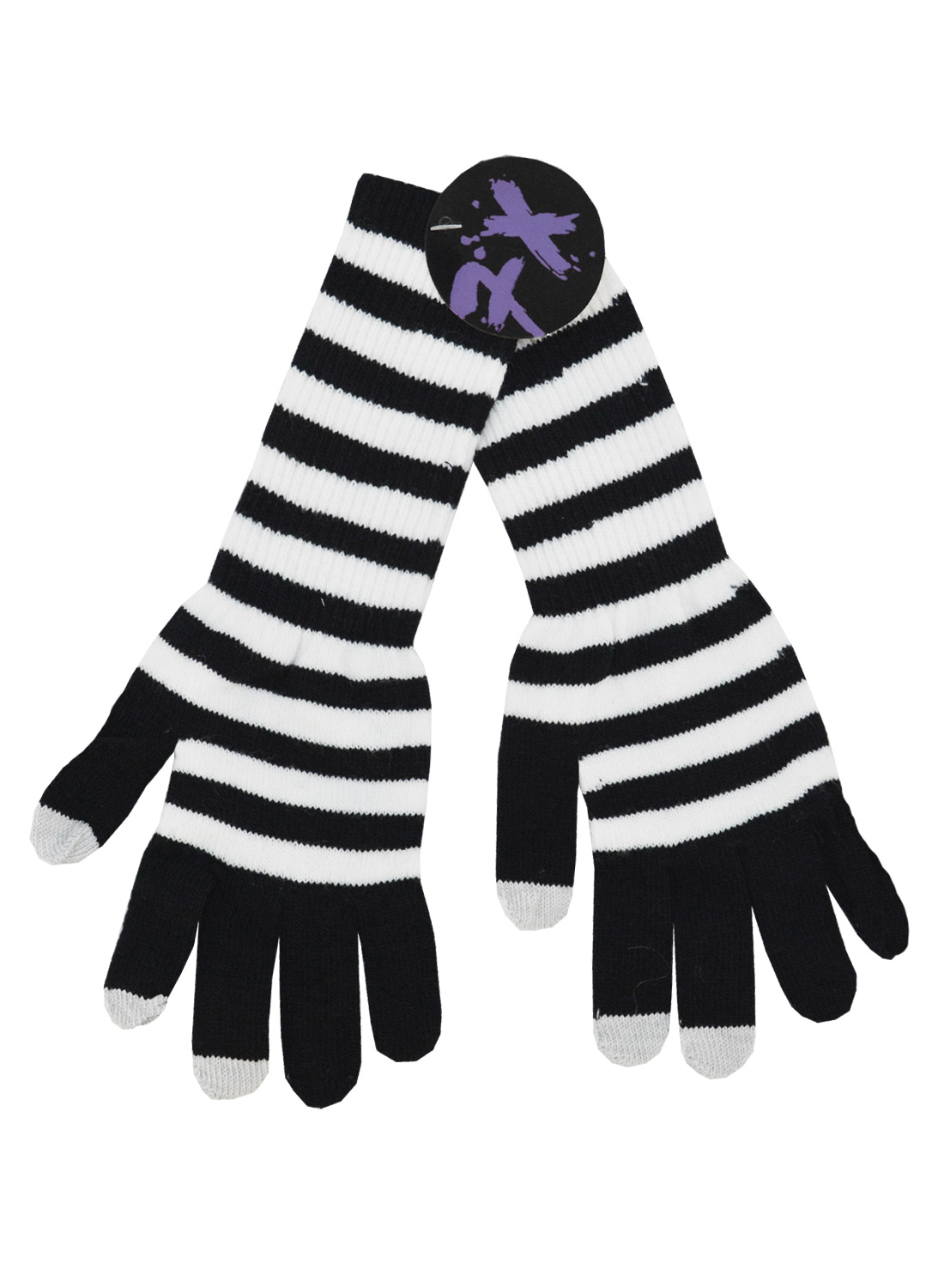 Double Long Black & White Gloves