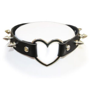 Heart Leather Choker Small Spike