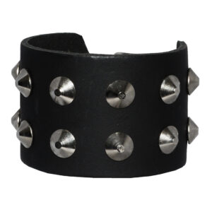 2 Row Con studs Leather Wristband