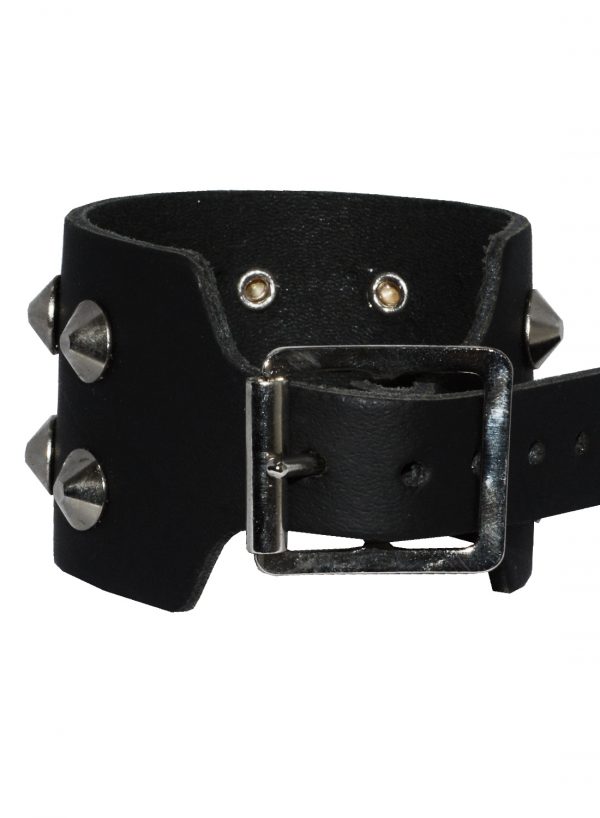 2 Row Con studs Leather Wristband