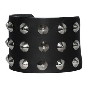 3 Row Con studs Leather Wristband