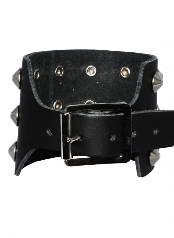 3 Row Con studs Leather Wristband