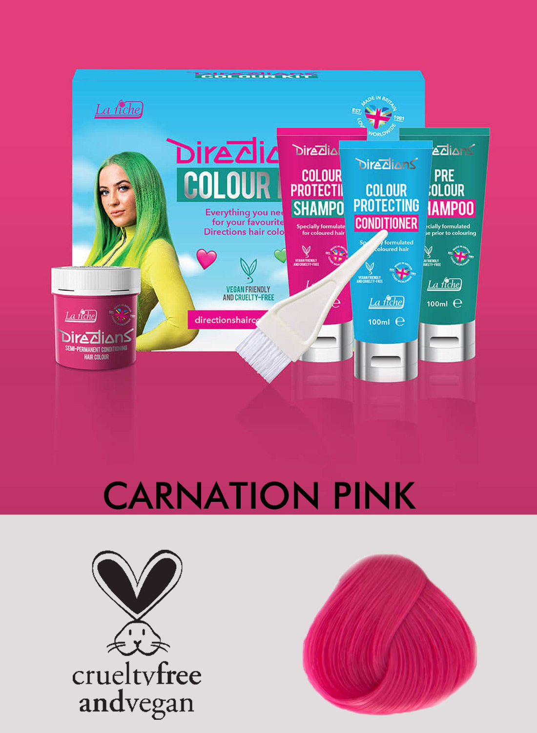 Directions Hair Colour Carnation Pink kit