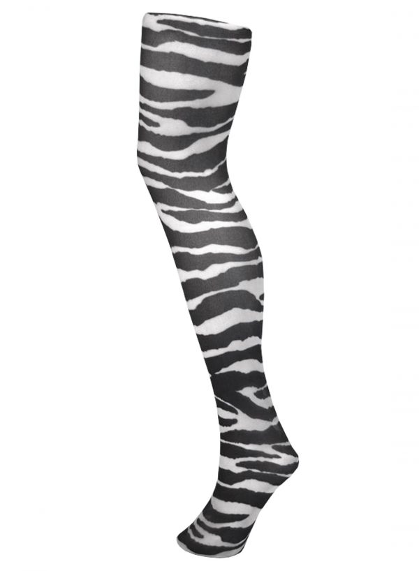 Zebra Printed Tights White