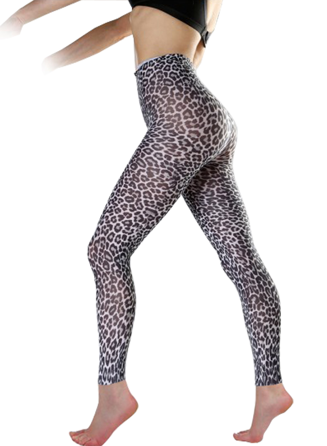 Leopard Printed Footless Tights White