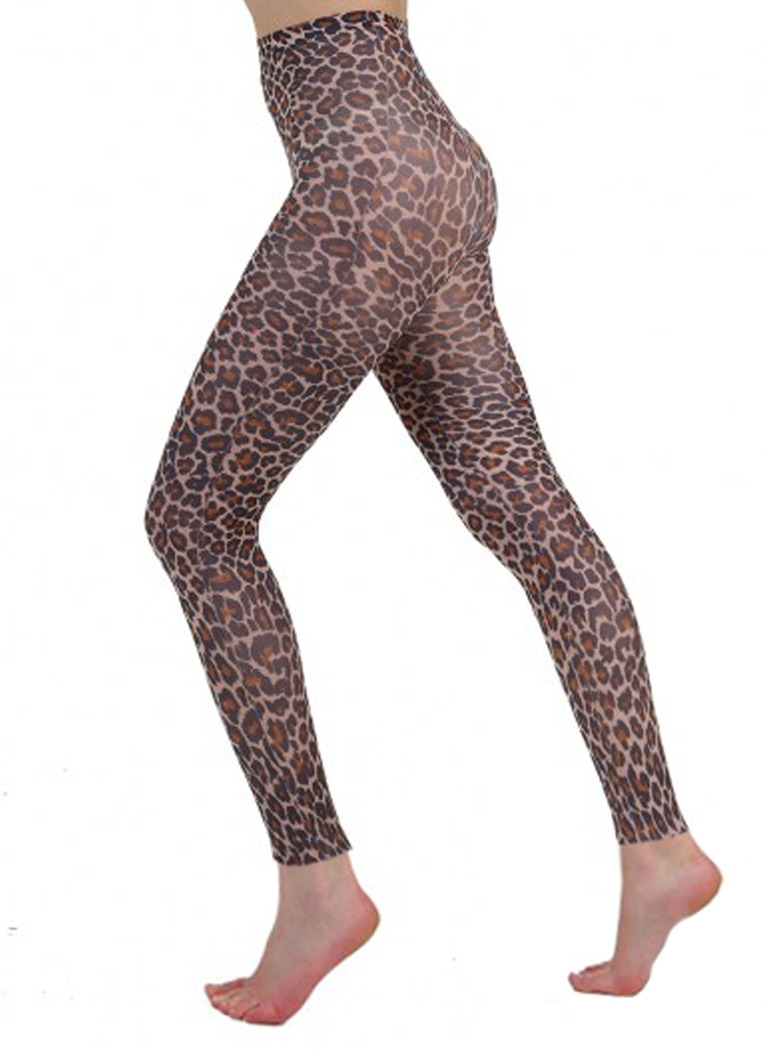 Leopard Printed Footless Tights Natural