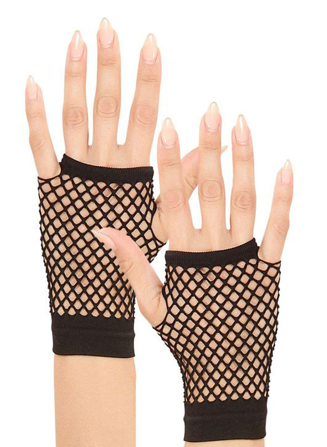 Short Black Fingerless Fishnet Gloves