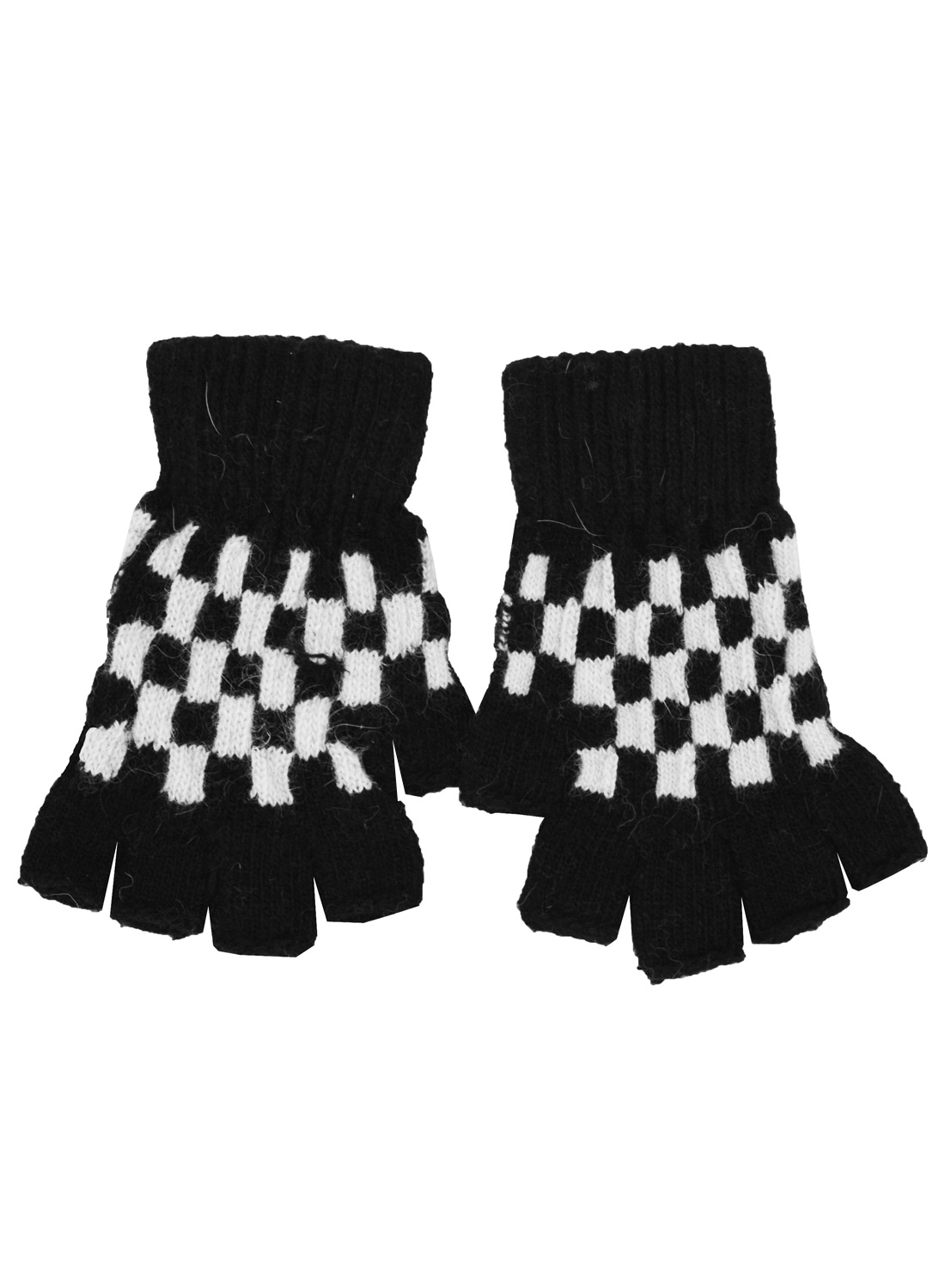 Fingerless Gloves White & Black