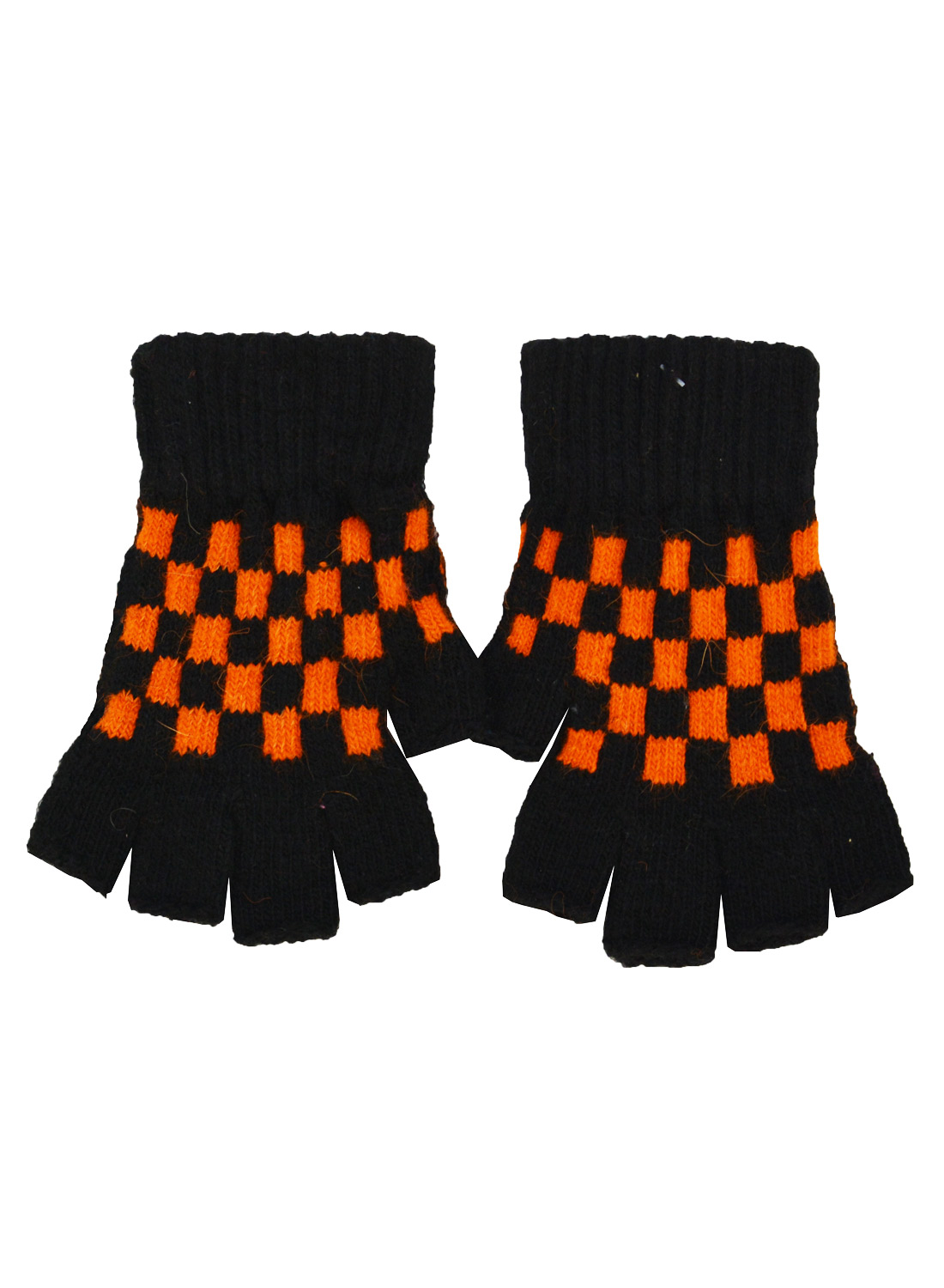 Fingerless Gloves Orange & Black
