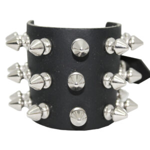 3 Row Spike Stud Leather Wristband