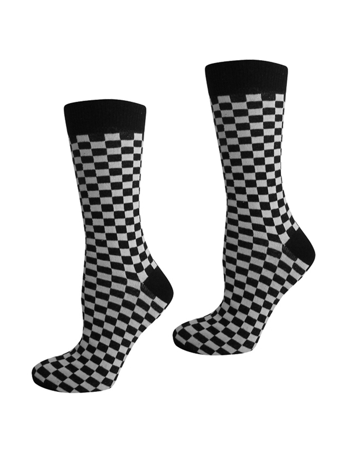 Men checkered Socks Black/White