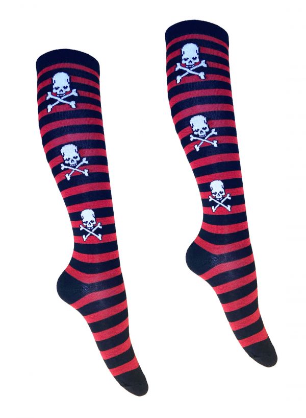 KH Socks Skulls Red Stripes