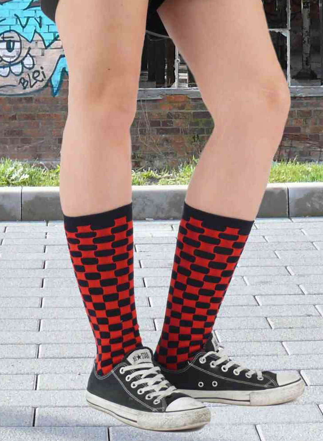 KH Checkered Socks Red