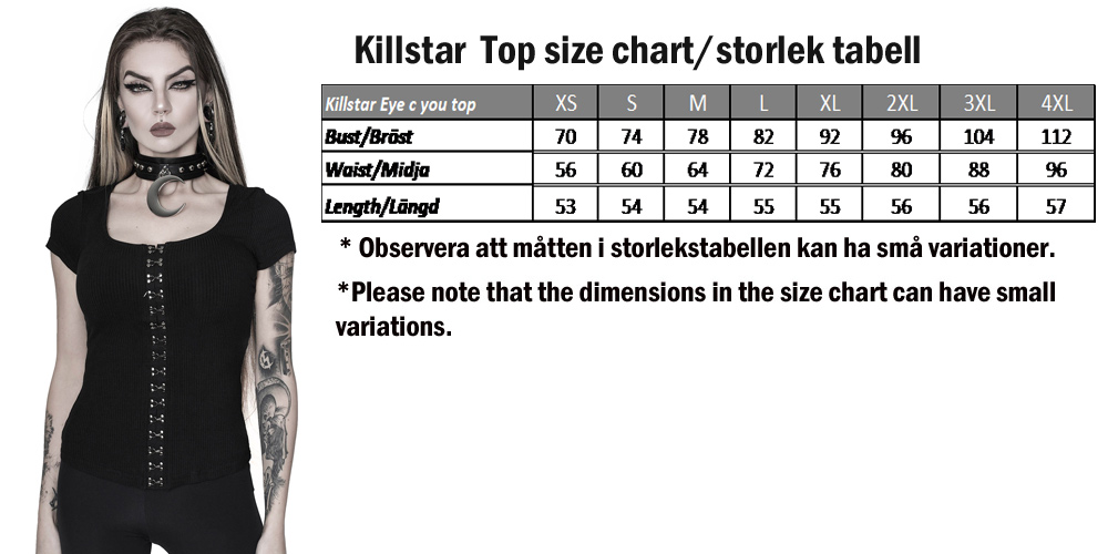 Killstar Size Chart Top