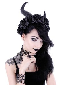 Evil Horn& Roses Headband