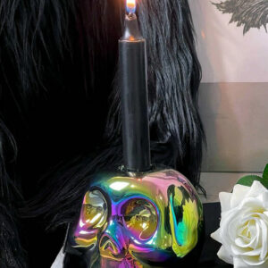 Rainbow Skull Candle Holder