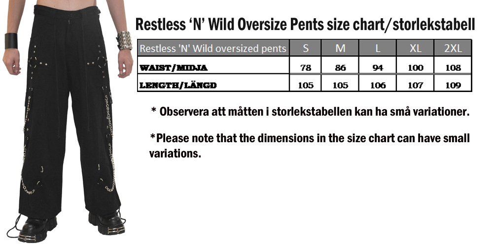 Restless pants size chart