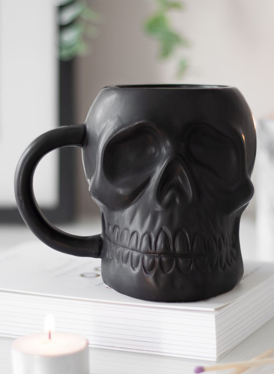 Matte Black Skull Mug