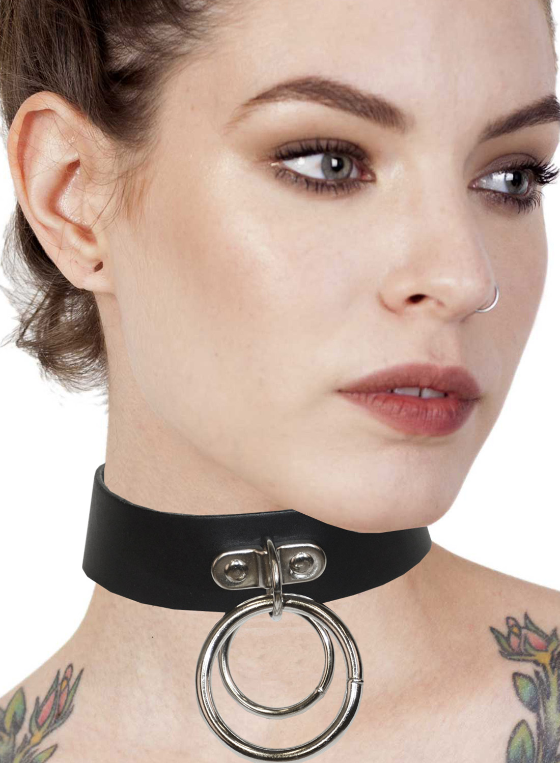 Double Ring Leather Choker