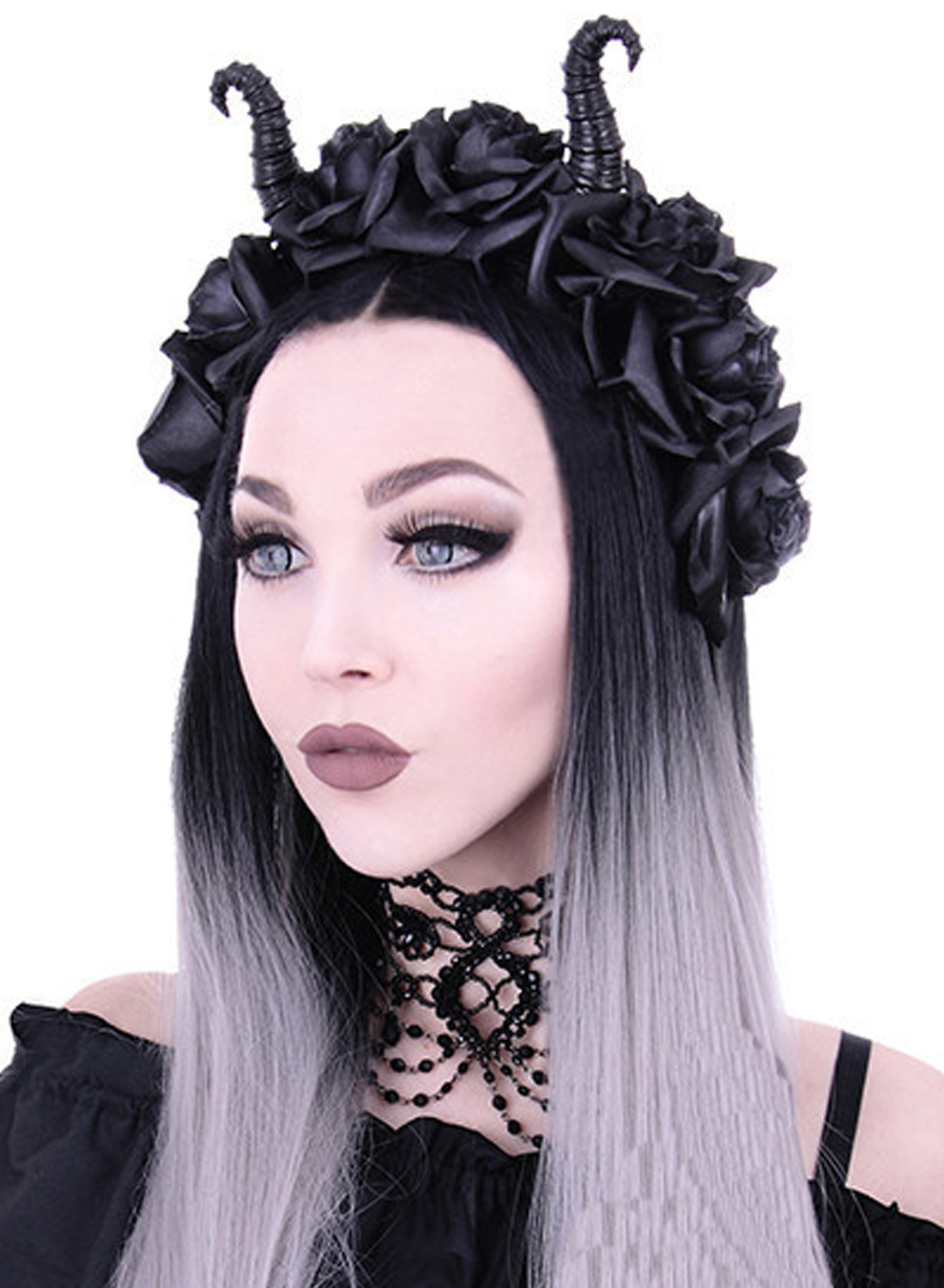 Maleficent Horns & Roses Headband