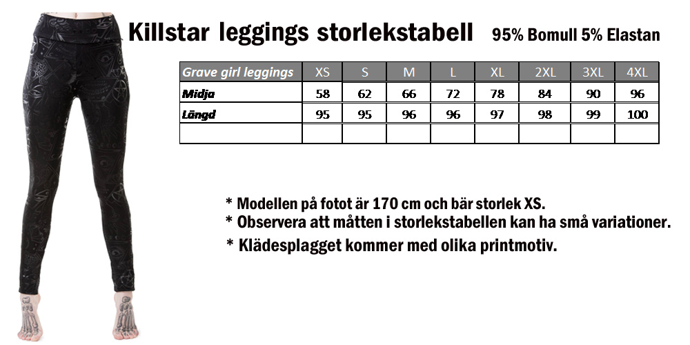 killstar leggings size chart