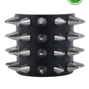 4 Row Con Spike Vegan Leather Wristband