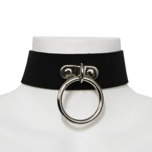 2 Row Leather Choker+Ring