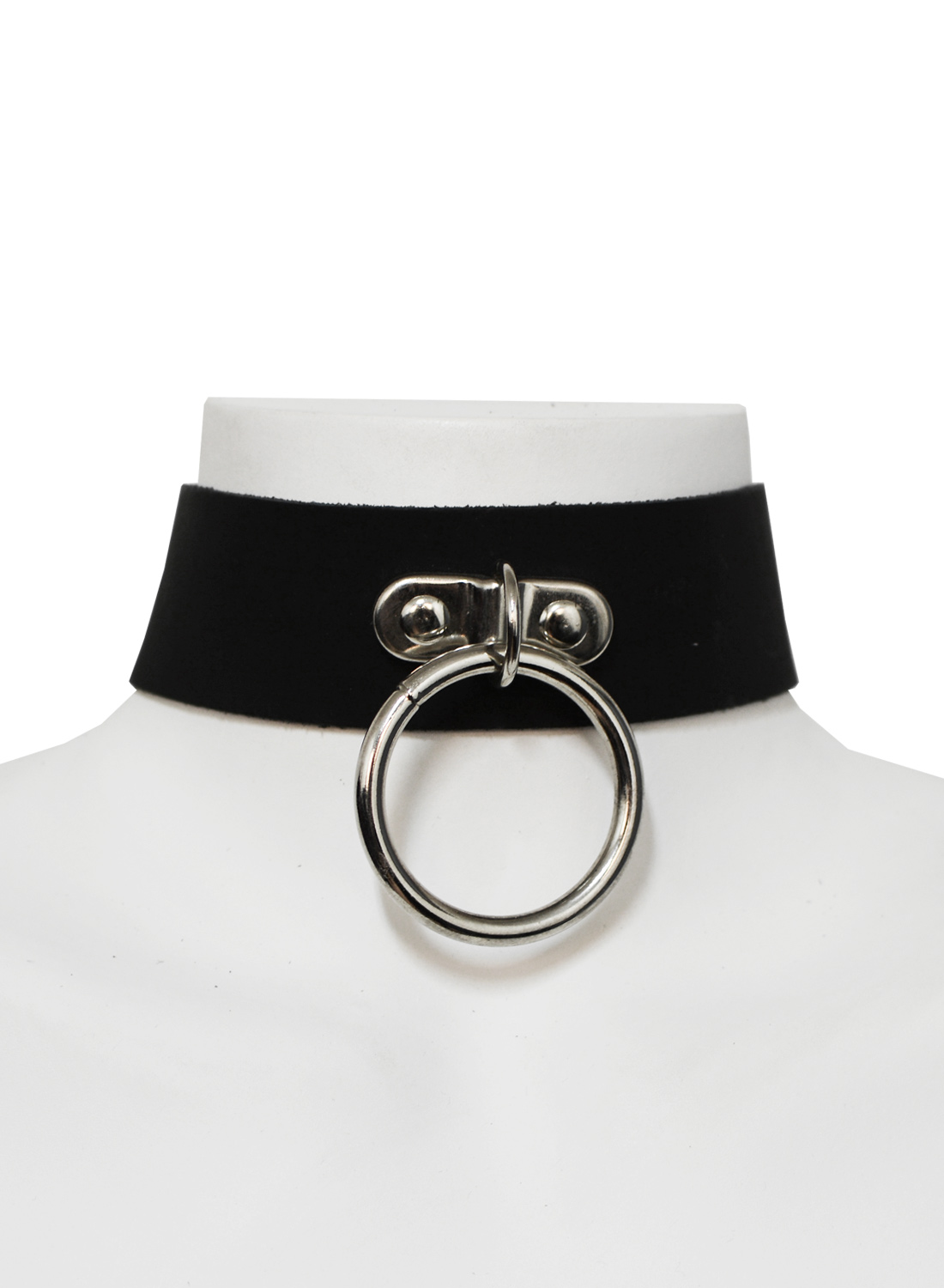 2 Row Leather Choker+Ring