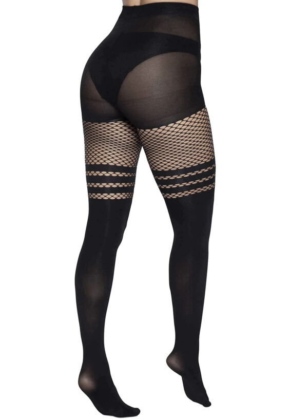 Fishnet Over The Knee Opaque Stripe Tights