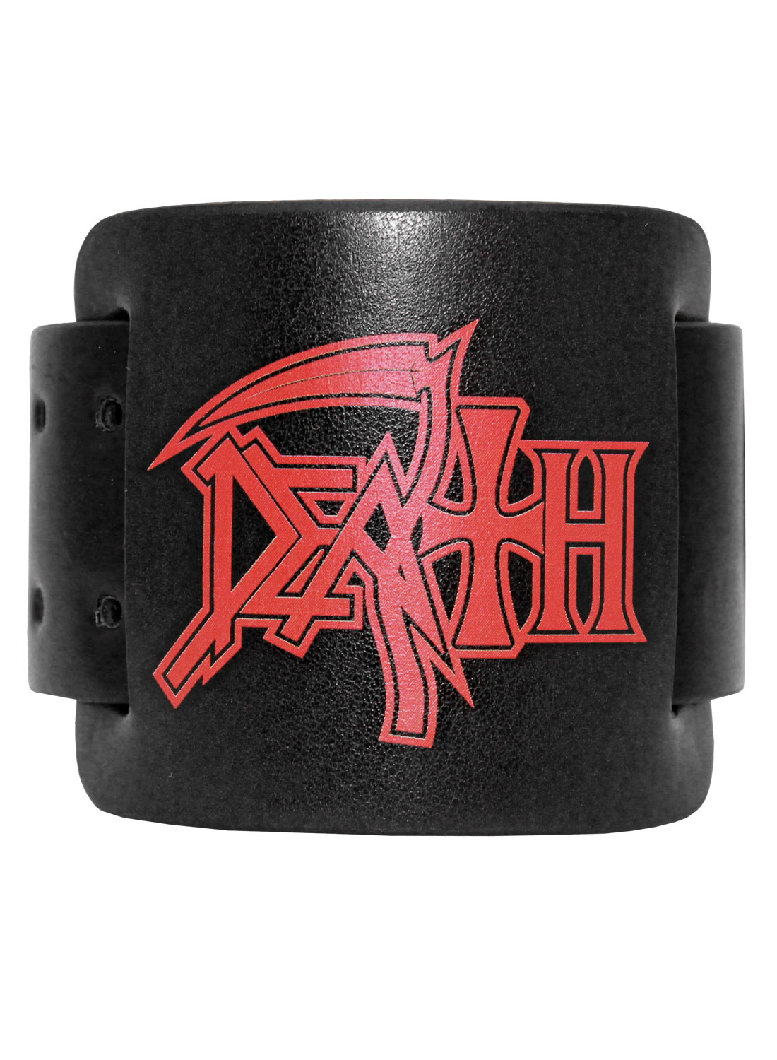 Death Leather Wristband Red