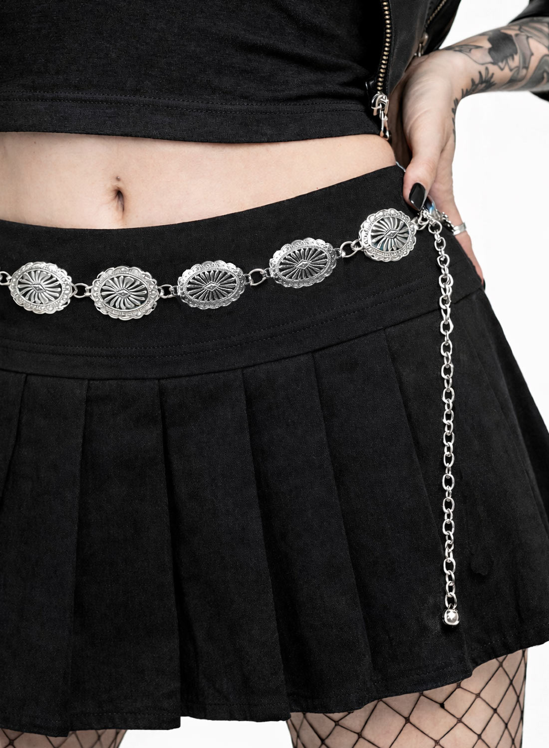 Concho metal chain Belt