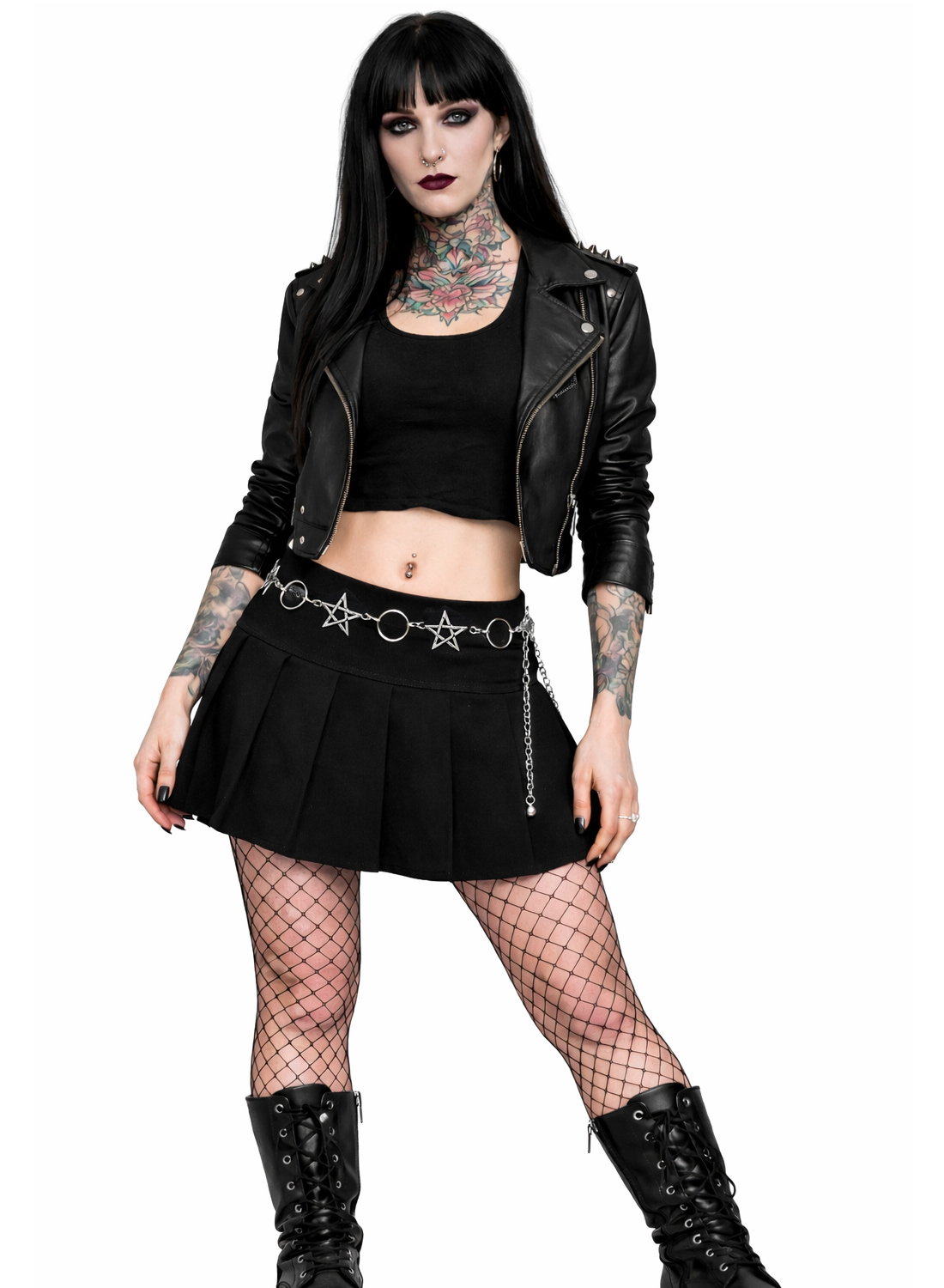 Pentagram metal chain Belt