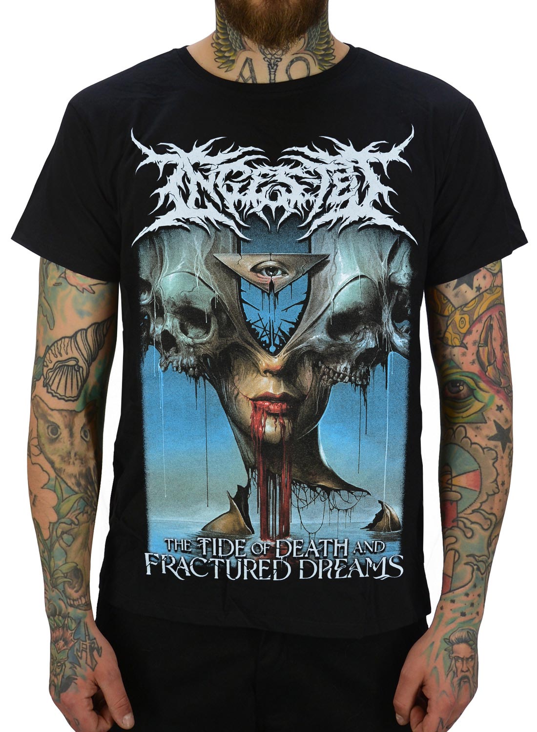 Ingested T-shirt svart med death metal motiv med skallar, öga och blodig design.