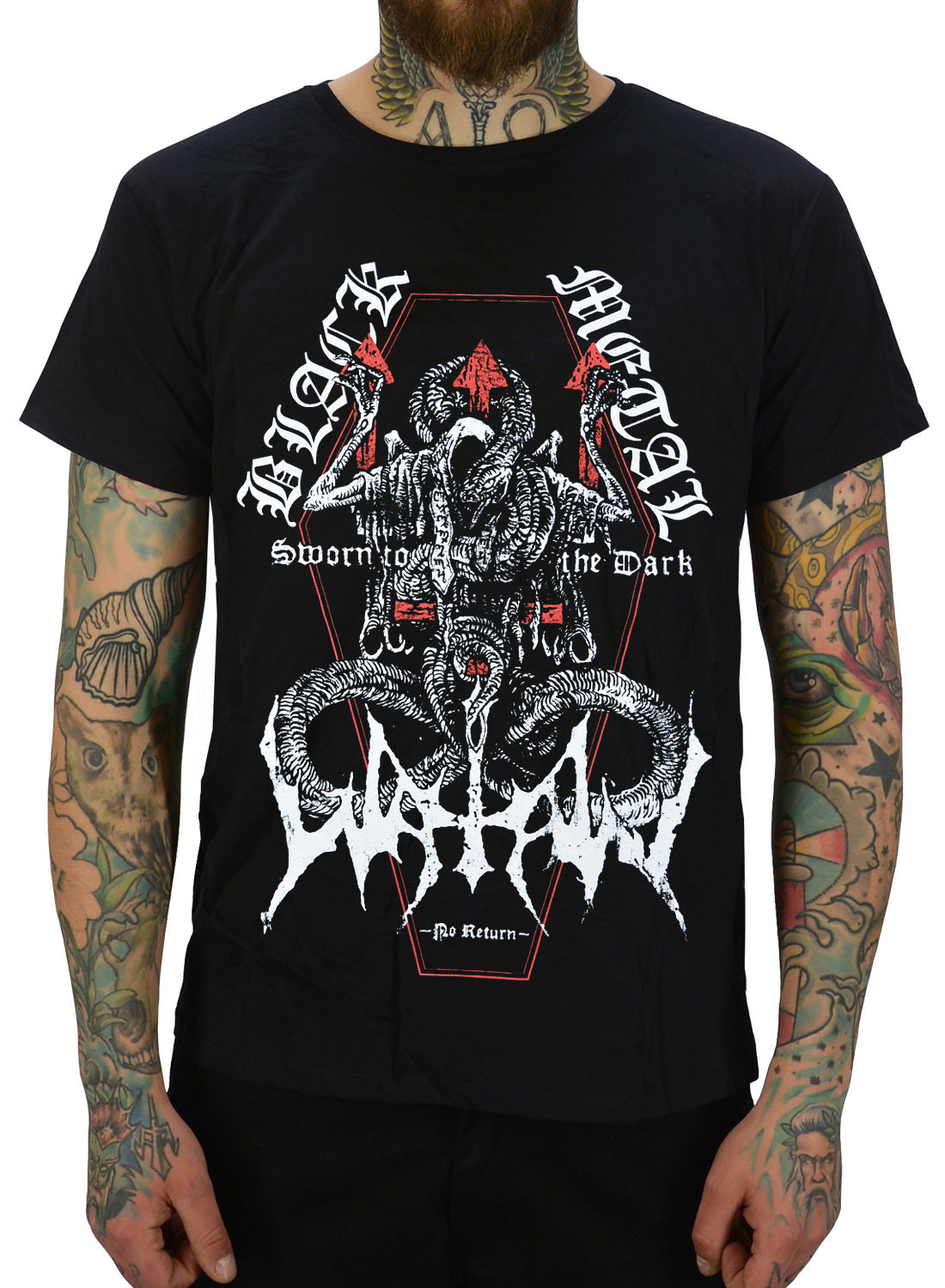 Watain T-shirt svart med Sworn Coffin motiv med orm, kors och black metal design.