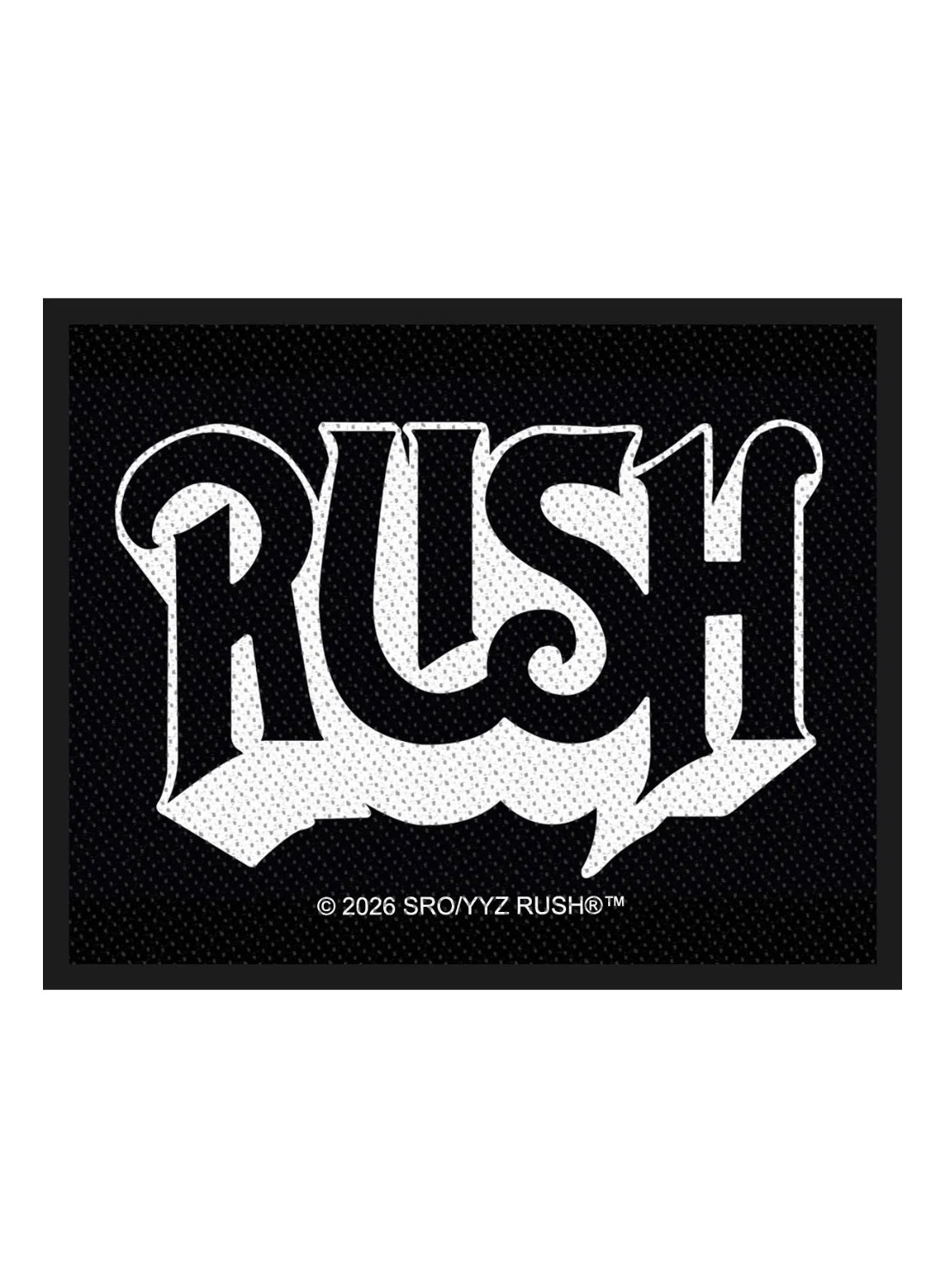 patch med stor vit Rush-logotyp i klassisk vintage-stil.